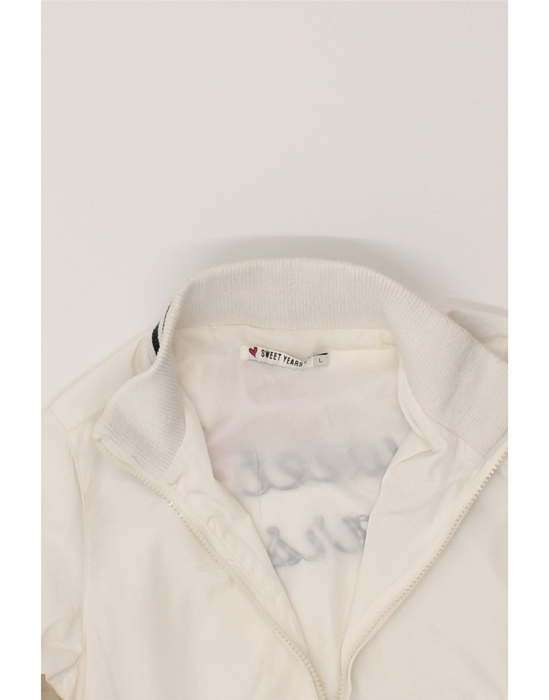 SWEET YEARS Girls Graphic Bomber Jacket 8-9 Years Large Off White Vintage Sweet Years and Second-Hand Sweet Years from Messina Hembry 