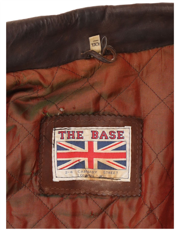 Vintage męska kurtka skórzana UK 44 2XL brązowa