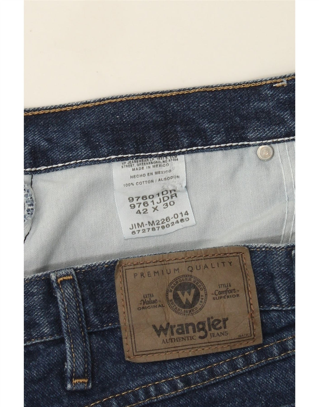 Męskie proste dżinsy Wrangler W42 L30 Niebieskie bawełniane
