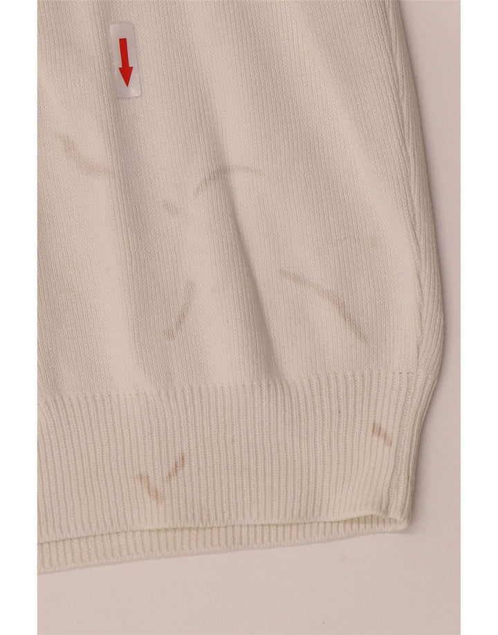 Męski sweter z okrągłym dekoltem Zara, duży, biały, bawełniany
