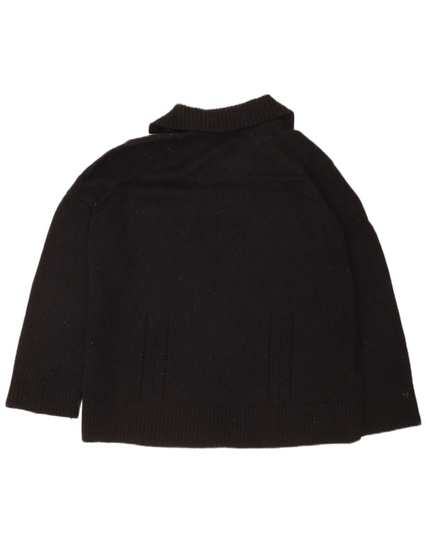 Cos Damski sweter polo o luźnym kroju, UK 16, duży, czarny, wełniany