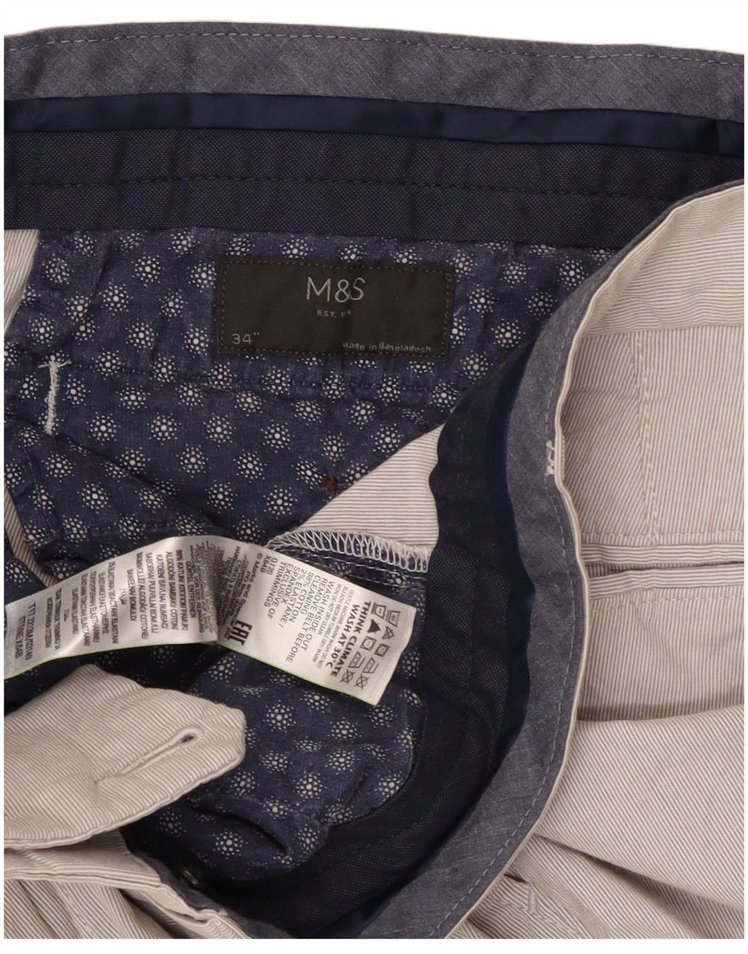 Męskie spodenki Chino Marks & Spencer W34, duże, szare, bawełniane
