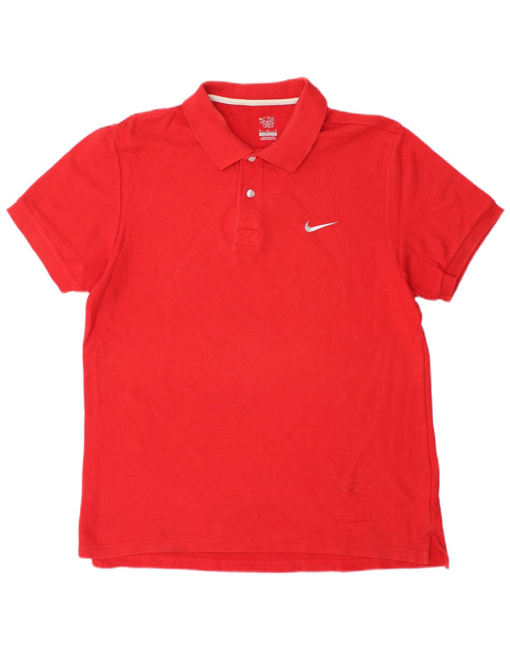 Męska koszulka polo NIKE, bawełniana, w kolorze średnio czerwonym