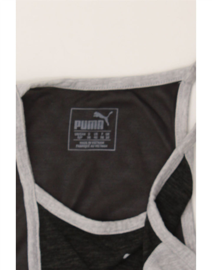 PUMA Womens Vest Top UK 10 Small Grey Colourblock Vintage Puma and Second-Hand Puma from Messina Hembry 