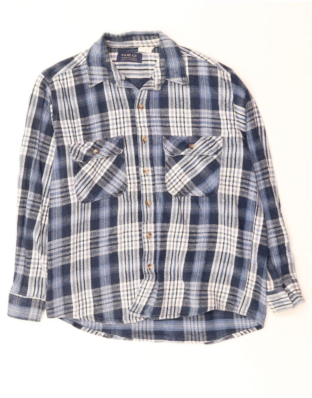 VINTAGE Męska koszula flanelowa w dużą niebieską kratę, bawełniana