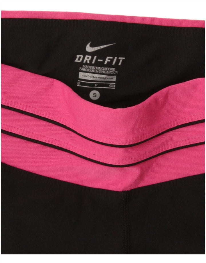 Damskie legginsy Nike Dri Fit Capri UK 8, małe, czarne, z blokami kolorów