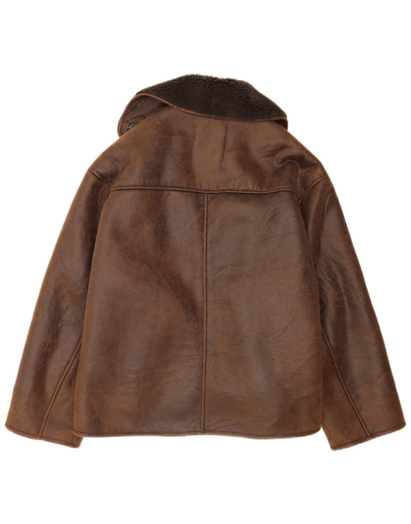 Damska kurtka oversize Sherpa Zara UK 2 2XS, brązowa, poliester