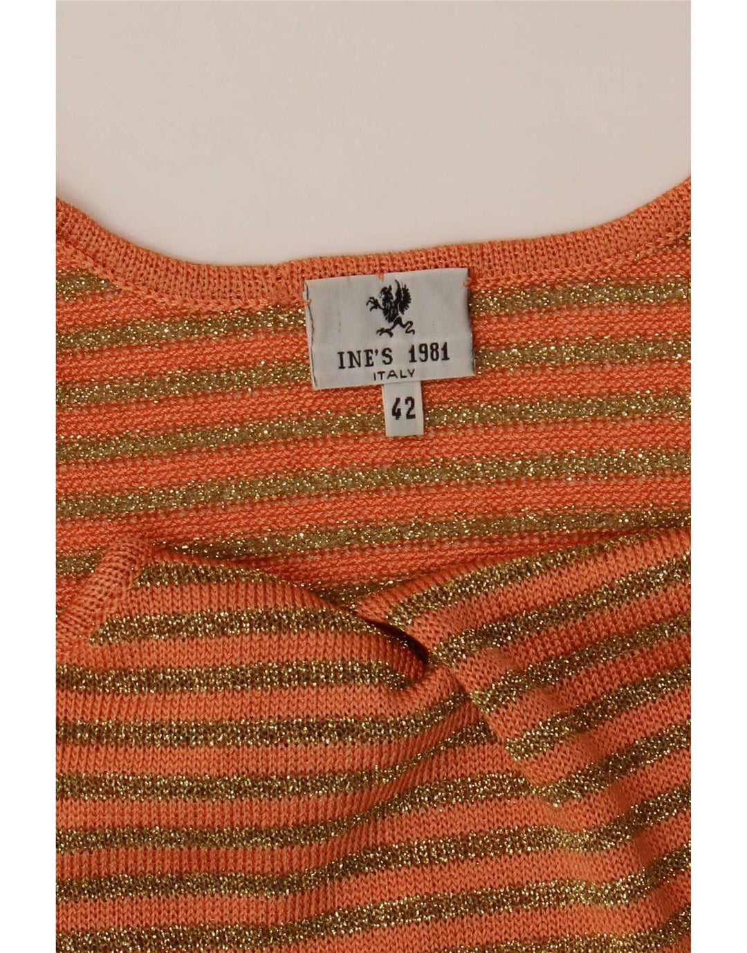 Vintage damski dzianinowy top na ramiączkach IT 42 w średnie pomarańczowe paski