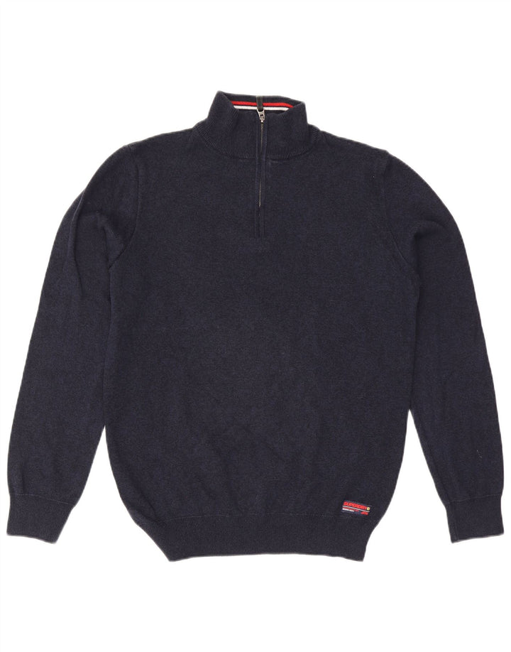 Męski sweter z zamkiem błyskawicznym Superdry, duży, granatowy, bawełniany