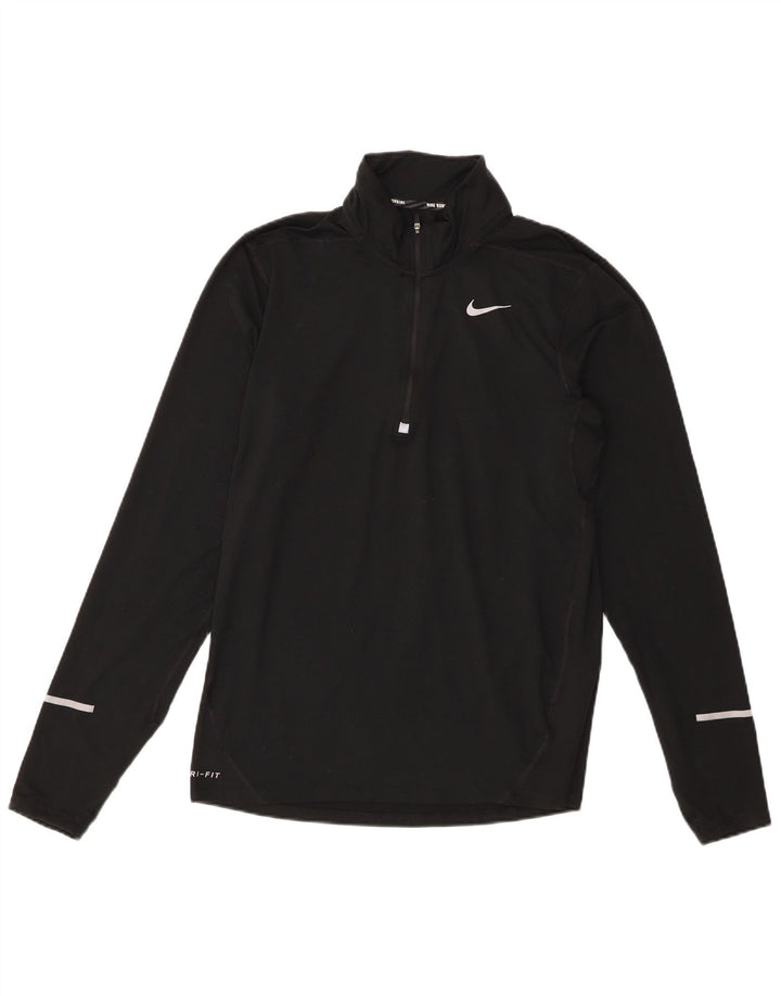 Męski dres Nike Dri Fit z zamkiem błyskawicznym na szyi, mały czarny poliester