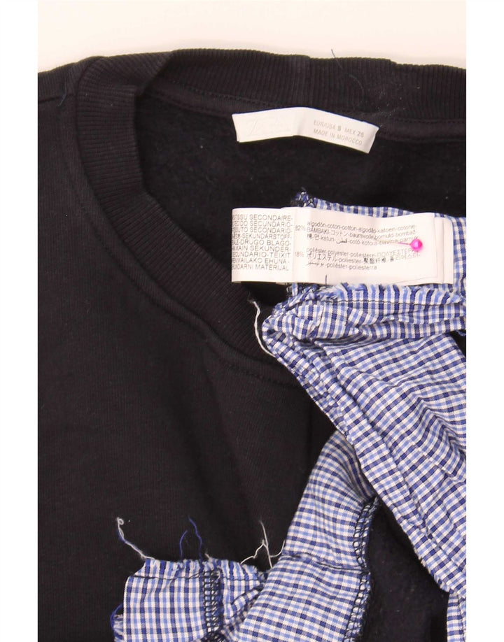 Damska bluza oversize Zara Crop UK 10 w małą granatową kratkę
