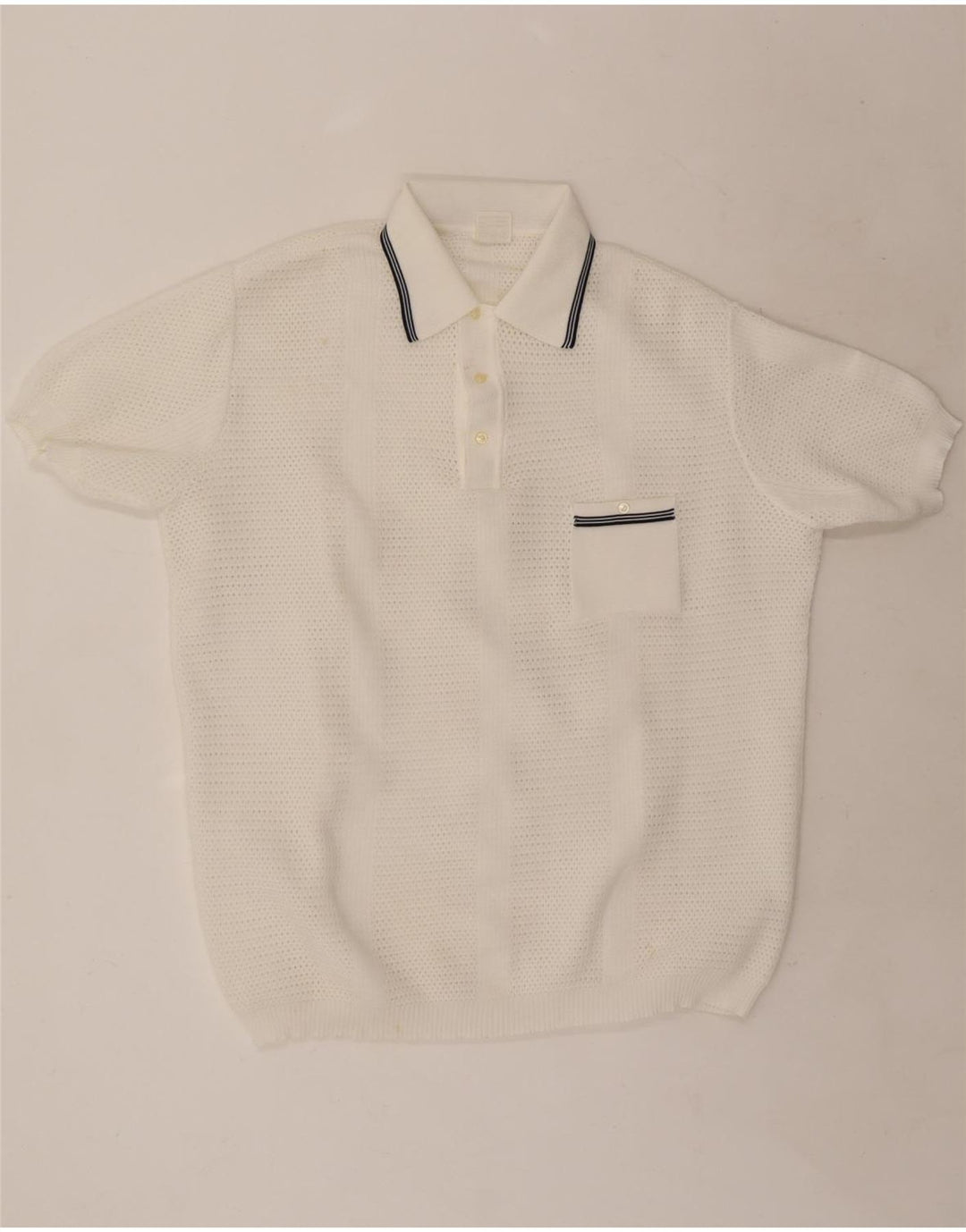 Męski sweter polo z krótkim rękawem Trevira, duży, biały poliester