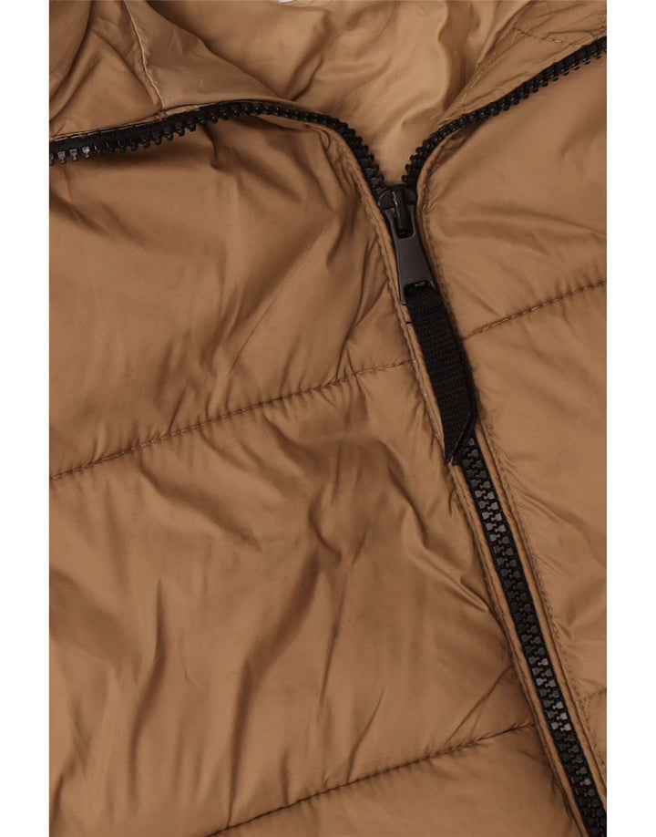 Damska kurtka z kapturem, oversize, wyściełana Zara UK 14, średni beż, nylon