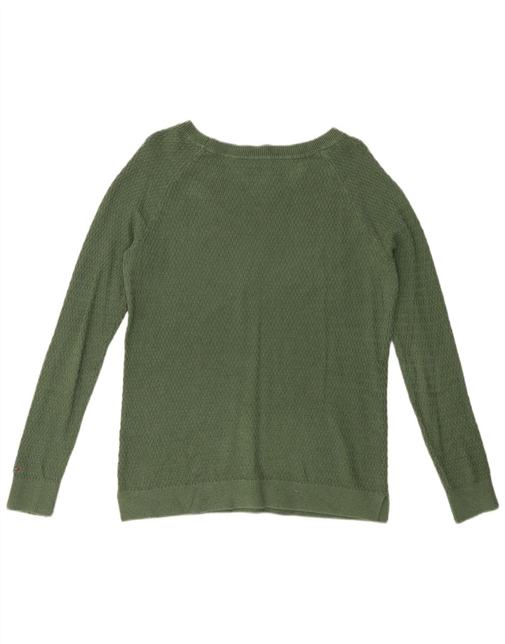 Damski sweter TOMMY HILFIGER z dekoltem w łódkę UK 10 Small Green
