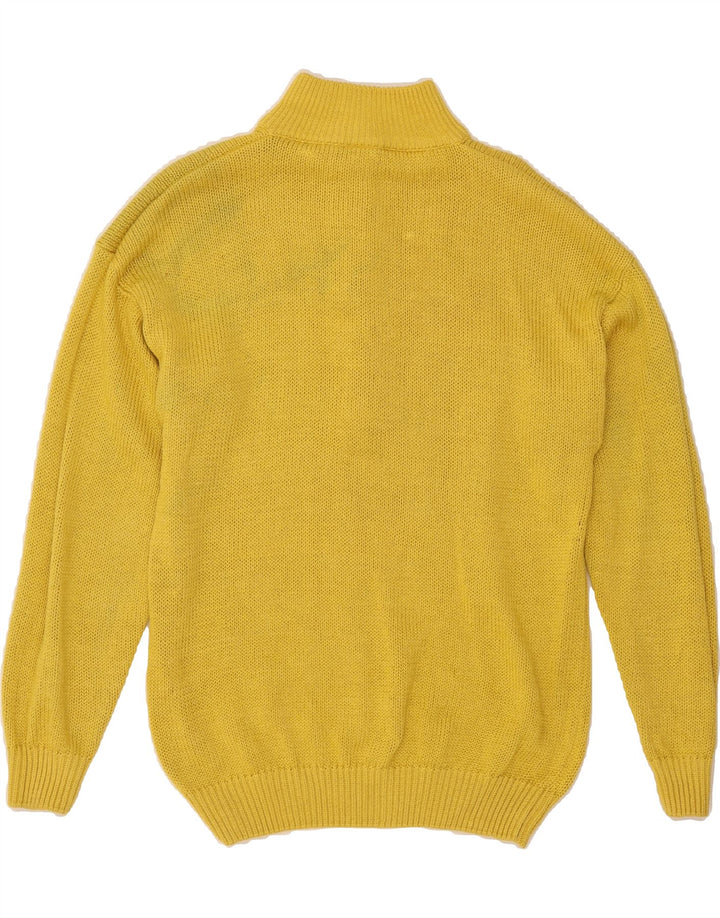 VINTAGE Womens Button Neck Jumper Sweater EU 40 Medium Yellow Ramie Vintage Vintage and Second-Hand Vintage from Messina Hembry 