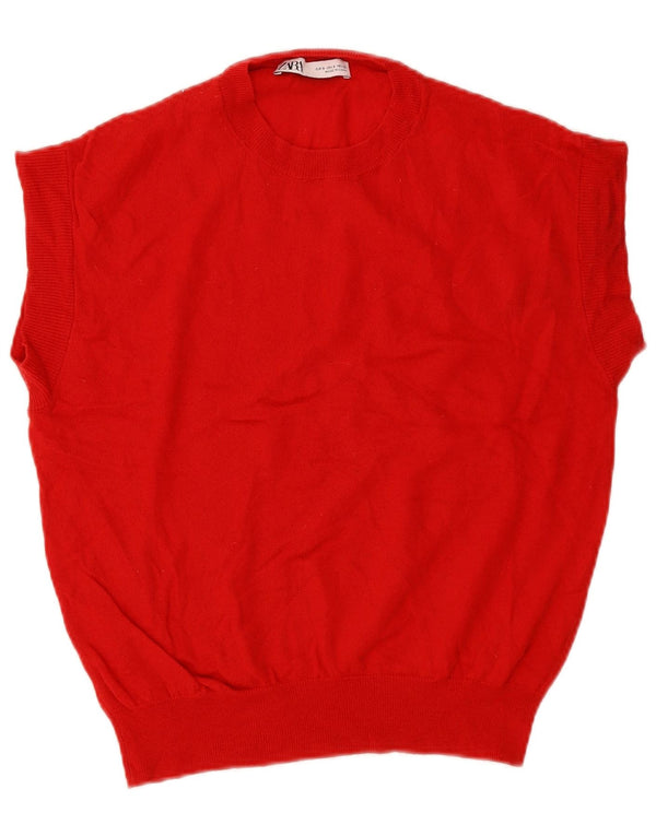 Damski sweter Zara z krótkim rękawem i okrągłym dekoltem UK 10 Small Red