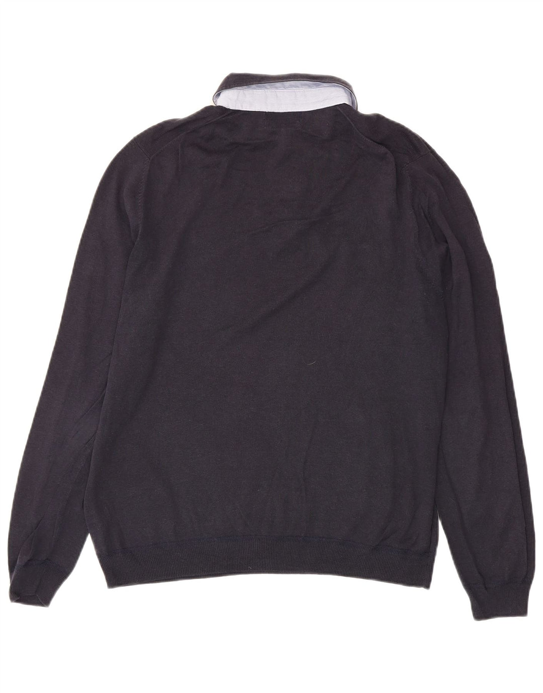 Męski sweter polo Massimo Dutti, duży, granatowy, lniany