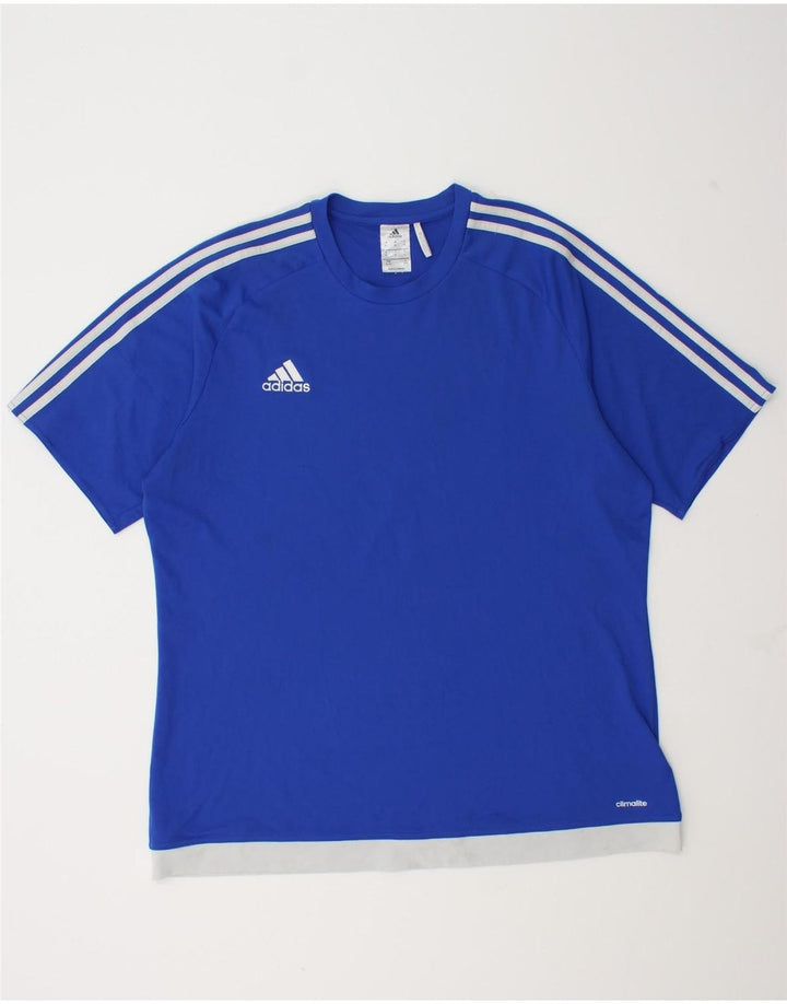 Adidas Męska koszulka Climalite Top XL Niebieski poliester z blokami kolorów