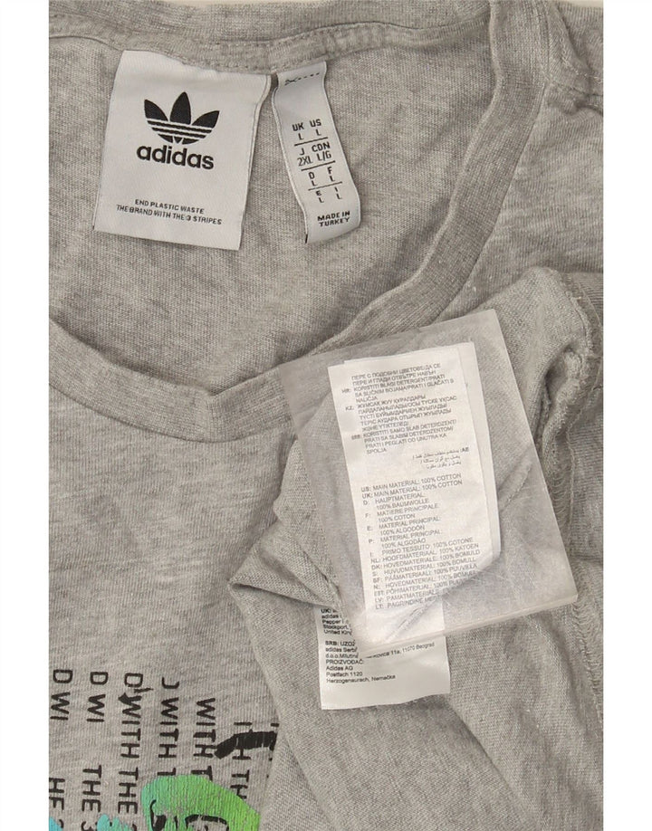 Męska koszulka z grafiką Adidas, duża, szara, bawełniana