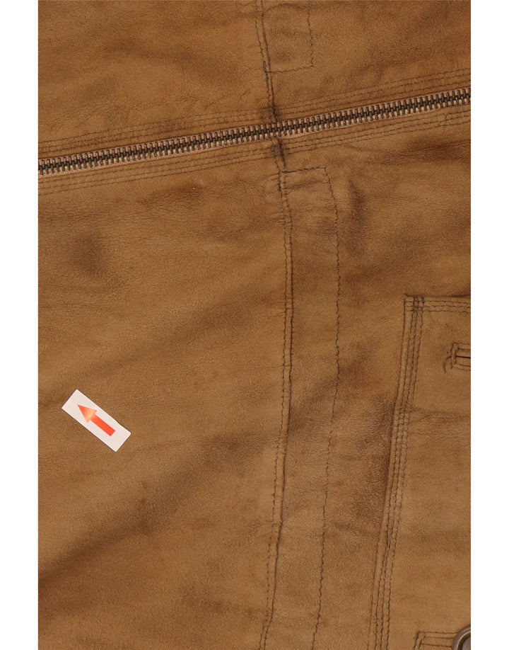 Zamszowy płaszcz damski w stylu vintage UK 8 Small Beige