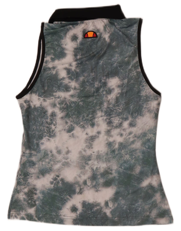 Damska koszulka polo Ellesse bez rękawów i zapinana na zamek UK 8 Small Green Tie Dye