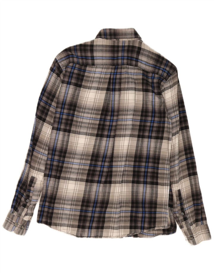 Męska koszula flanelowa Eddie Bauer o klasycznym kroju, mała, szara, bawełniana krata