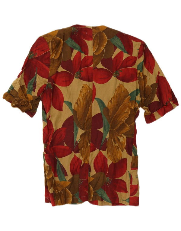 Damska marynarka z krótkim rękawem w stylu vintage, UK 12, średnia wielobarwna tropikalna