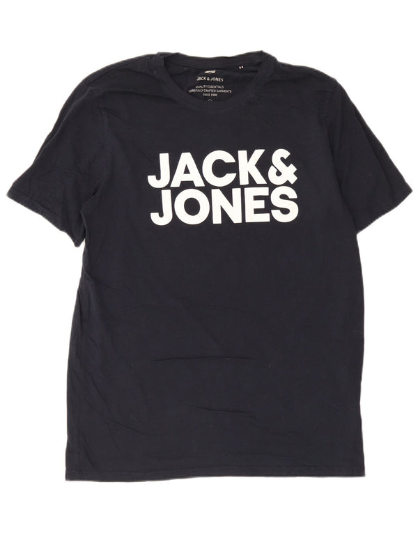 Męska koszulka z grafiką Jack & Jones, góra XL, granatowa, bawełniana