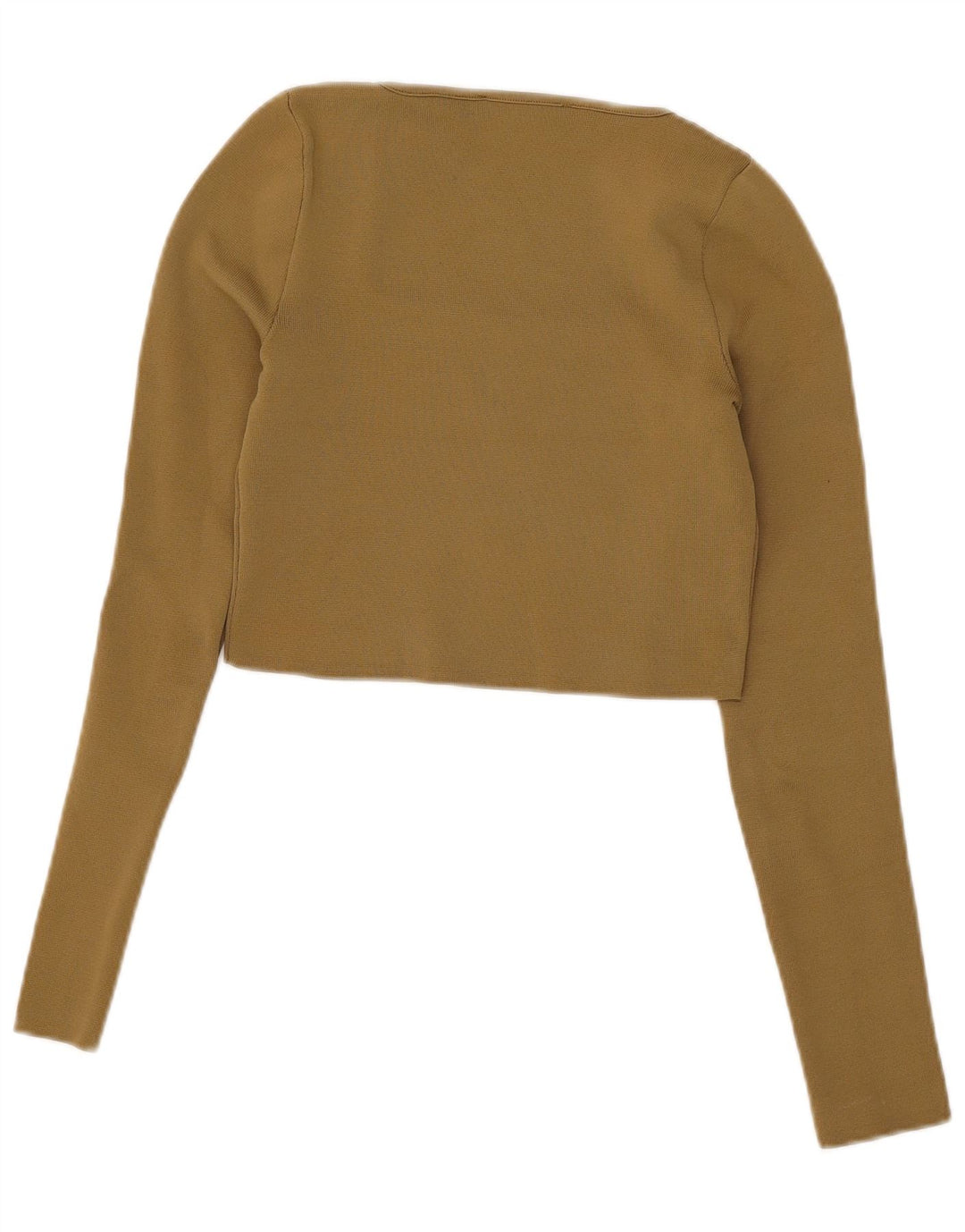 Damski krótki top Zara z długim rękawem, UK 12, średni khaki, poliester