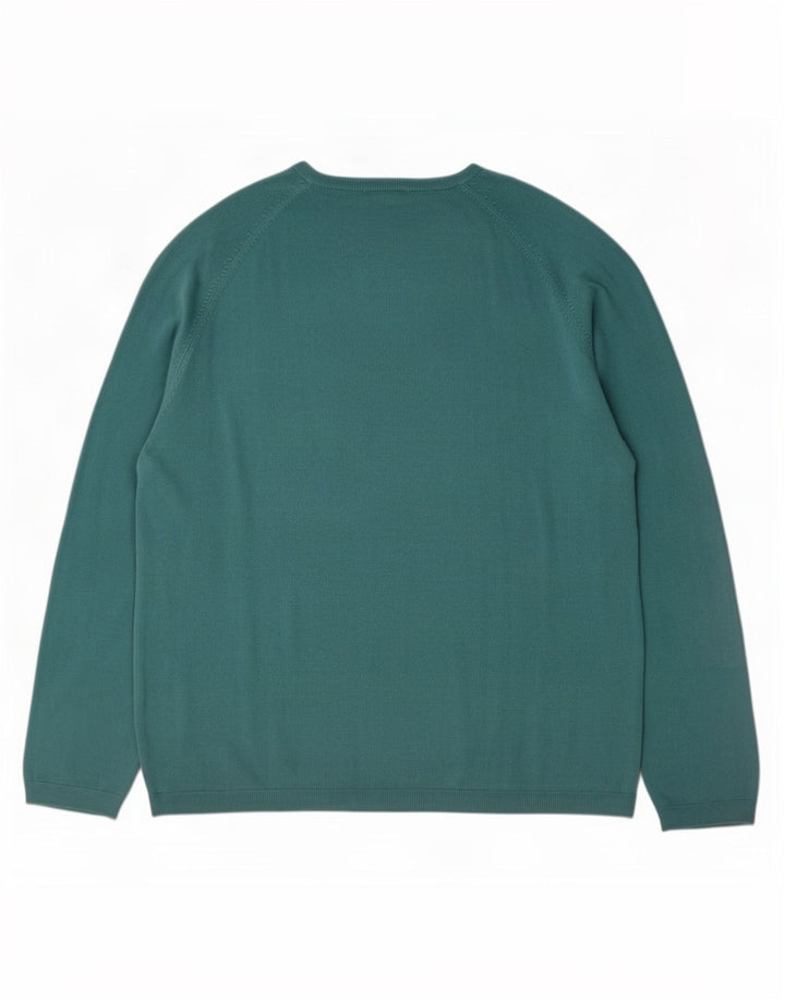 Marks & Spencer Męski sweter z dekoltem w kształcie litery V, XL, zielony, akrylowy