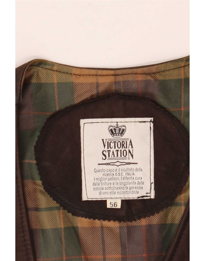 Vintage męska kamizelka skórzana IT 56 2XL brązowa