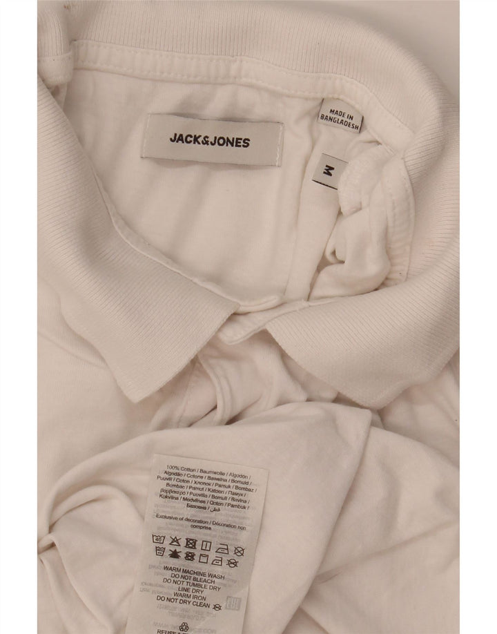Męska koszulka polo JACK & JONES z długim rękawem i grafiką, w kolorze średniej bieli