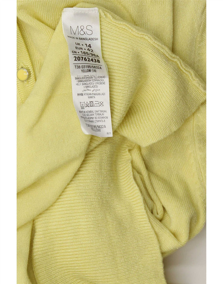 Marks & Spencer Damski sweter kardigan UK 14, duży, żółty, wiskoza