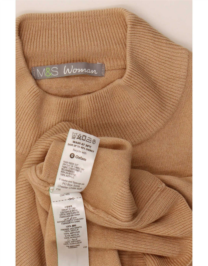 Marks & Spencer Damski sweter z golfem UK 8 Small Beżowy Akryl