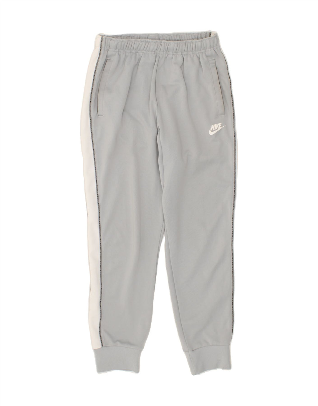 Męskie spodnie dresowe NIKE Joggery, małe, szare, z blokami kolorów, z poliestru