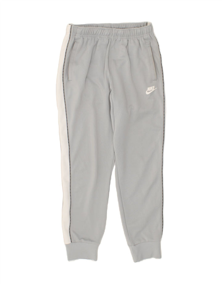 Męskie spodnie dresowe NIKE Joggery, małe, szare, z blokami kolorów, z poliestru