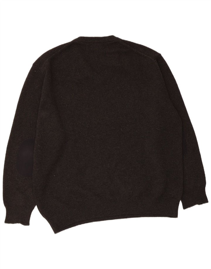 Męski sweter Fred Perry z dekoltem w kształcie litery V, duży, szary, wełniany
