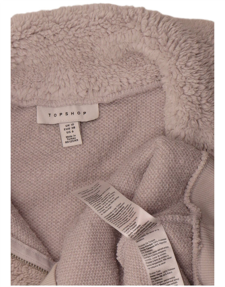 Topshop Damski sweter oversize z zamkiem błyskawicznym, polarem UK 10, mały, szary poliester