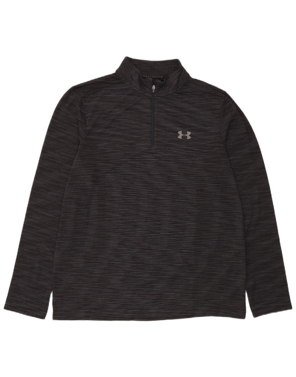 Under Armour Mens Heat Gear Zip Neck Top Long Sleeve XL Black Flecked