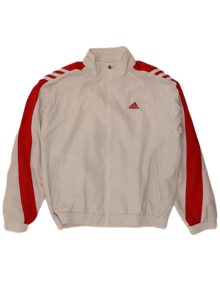 Adidas Męska bluza dresowa UK 44/46 Duży biały poliester z blokami kolorów
