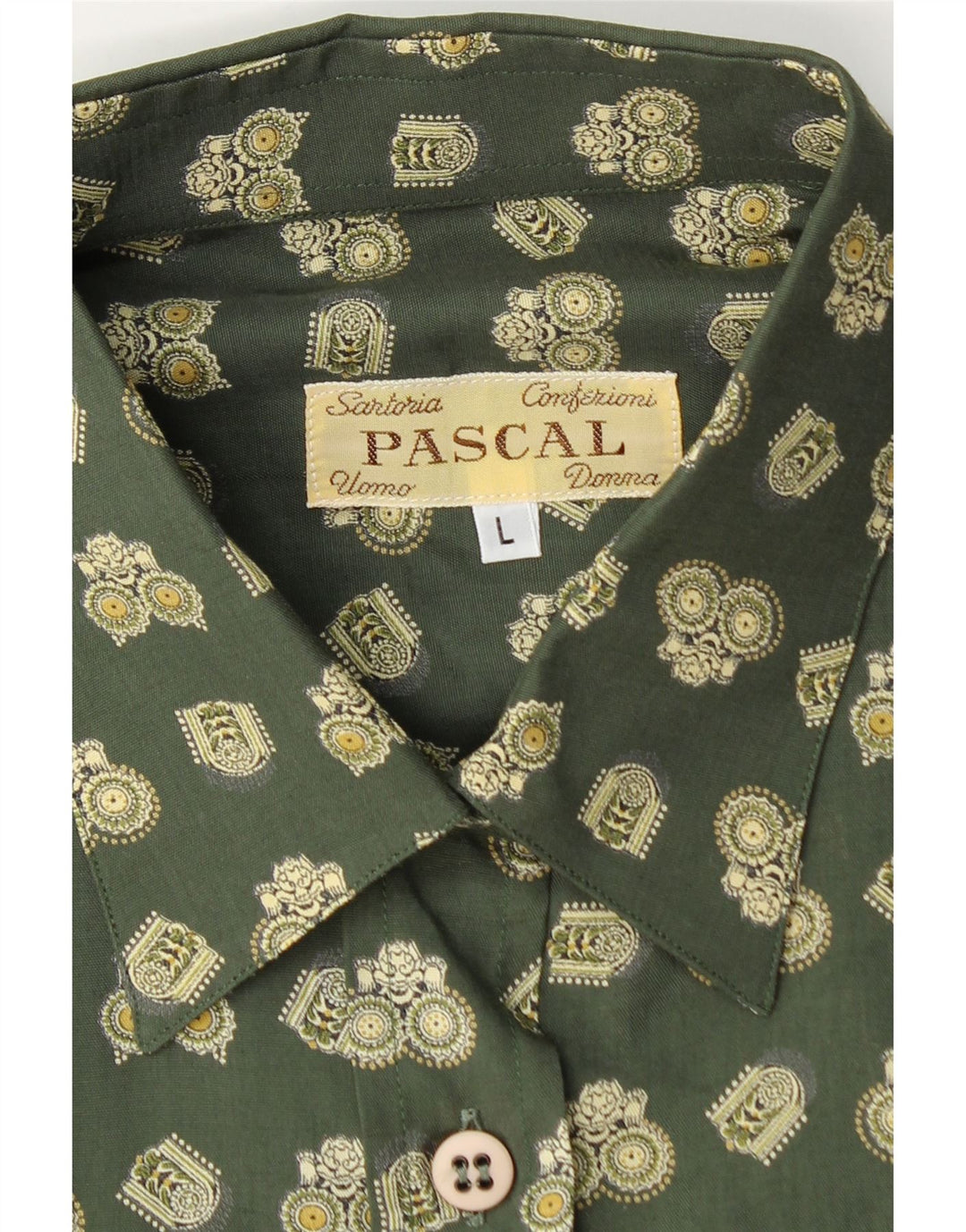 Vintage damska koszula oversize w abstrakcyjny wzór UK 16, duża, zielona, geometryczna