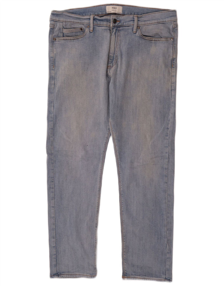 Marks & Spencer Męskie jeansy slim W36 L29 Niebieskie bawełniane