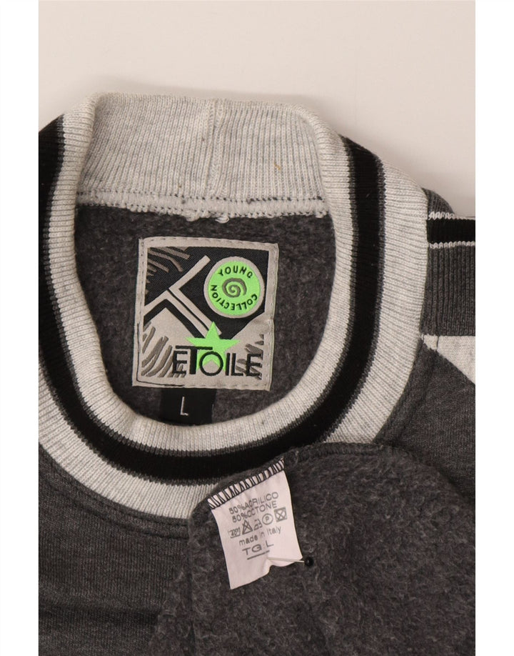 Sweter męski w stylu vintage, duży, szary, akrylowy blok kolorów