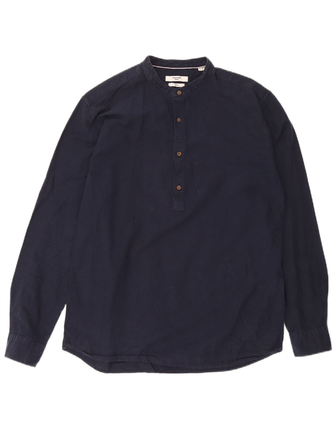 Męska koszula pulowerowa Jack & Jones o dopasowanym kroju, duża, granatowa, bawełniana