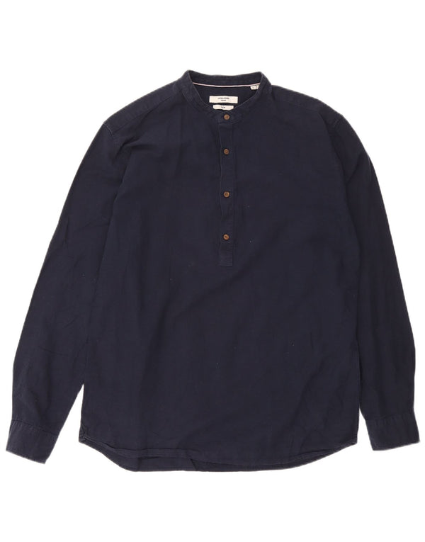 Męska koszula pulowerowa Jack & Jones o dopasowanym kroju, duża, granatowa, bawełniana