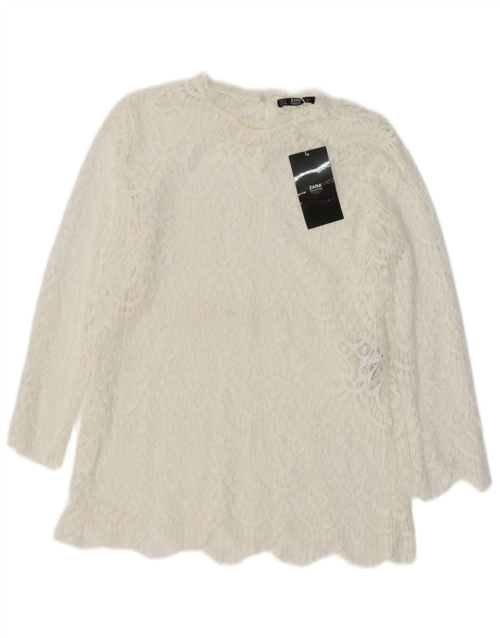 Bluzka damska ZARA UK 12 Średnia biała bawełna