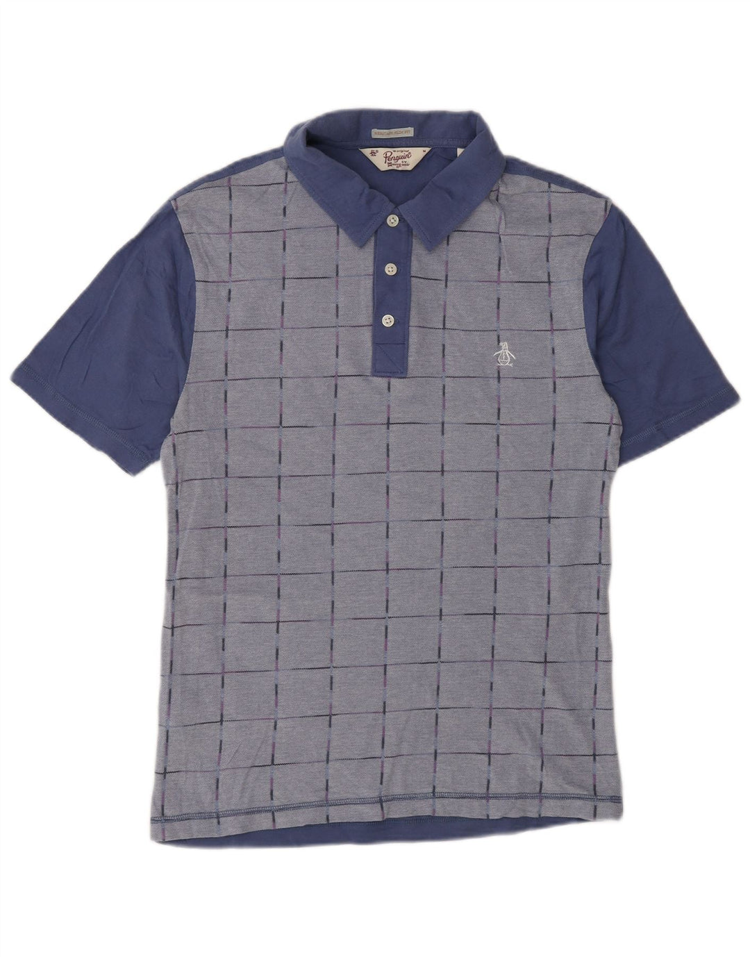 Męska koszulka polo Penguin Heritage Slim Fit, bawełniana w średnią niebieską kratkę