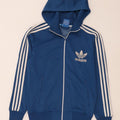 Adidas Męski sweter z kapturem i zamkiem błyskawicznym, mały, niebieski poliester