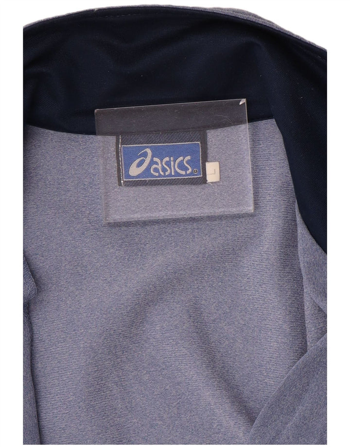 Męska kurtka dresowa Asics z grafiką, duża, niebieska, z blokami kolorów
