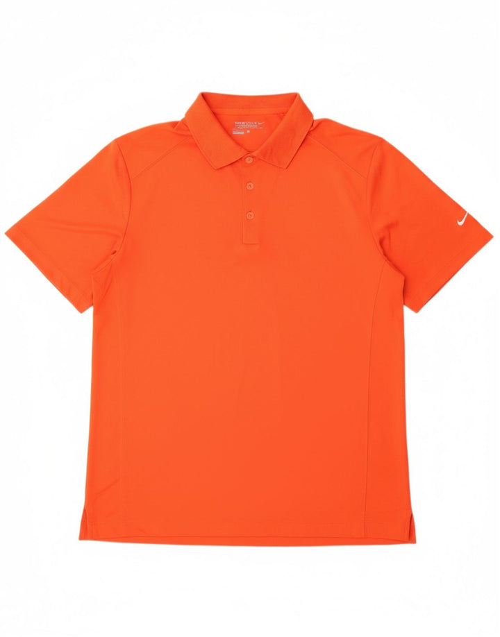 NIKE Mens Dri Fit Polo Shirt Large Orange Polyester